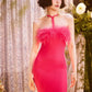 DOLLY Luxury Rose Pink Sleeveless Halter Neck High Waist Knitted Sexy Dress-PURSIA