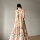 Aconiconi High End Floral Print Sleeve Less Halter Neck Long Resort Dress- Spring Dream