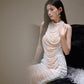 DOLLY High End Off White Halter Neck Pearl Handmade wedding bridal Dress-Kiki