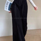 Aconiconi Elegant Black Sea Blue wide leg Long Chic Pants- Black Tea Salt Lake