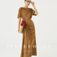 Huanzi custom pleated short-sleeved top + high-waisted heavy kneaded pleated shape split skirt suit