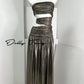 DOLLY Elegant Metallic Gray Skin Revealing Tube Top Long Dinner Dress-NIKITA