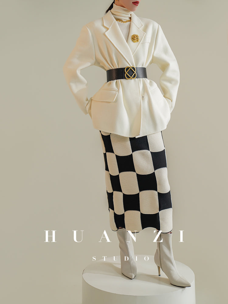 Huanzi custom-made Australian wool hand-sewn double-sided autumn winter short coat - Sakka