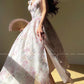 Aconiconi Elegant French Lace Print Long Summer Dress- Spring Pond Flowers