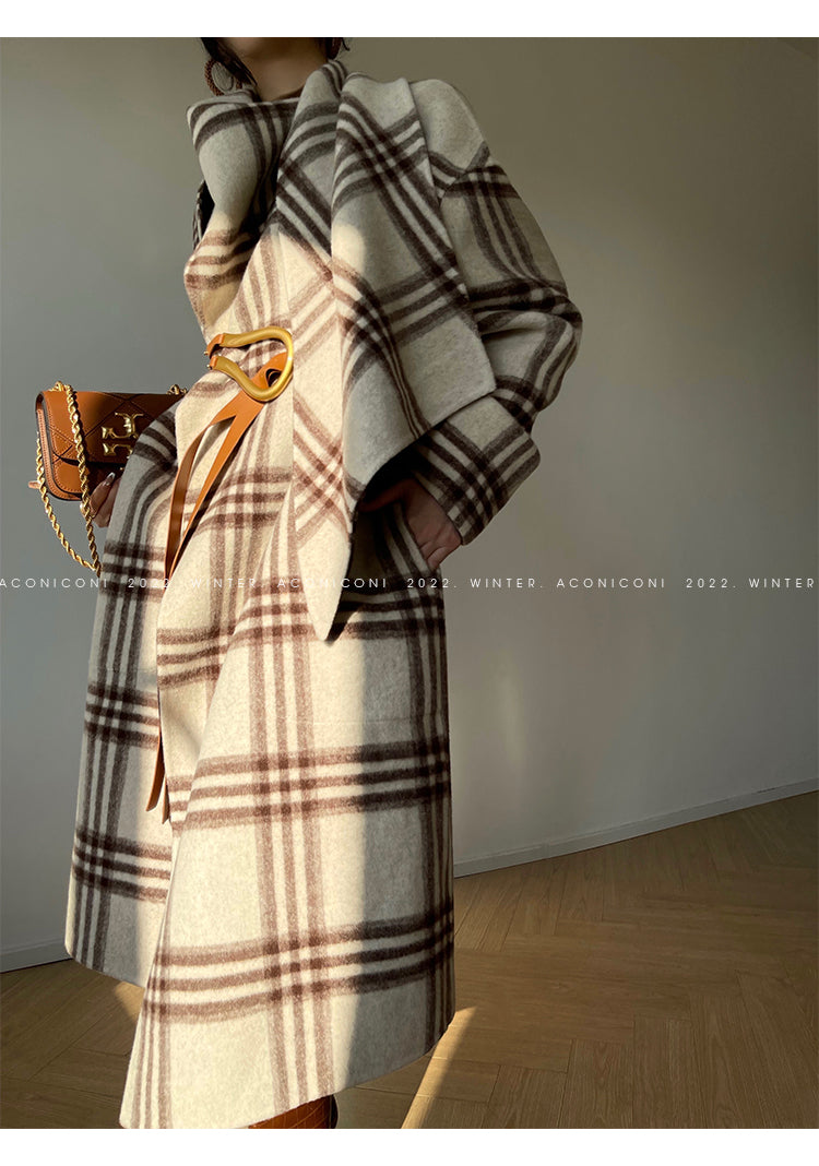 Aconiconi| Double-sided tweed plaid winter coat jacket  - Poems of the North Island