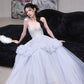 DOLLY Elegant Fog Blue strapless Bandeau High Waist Tutu wedding Dress- vero