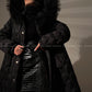 Aconiconi Elegant Duck Down Long Sleeve Hooded Long Fur Winter Coat -  He Xu Ling Hua