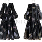 Aconiconi Elegant French Print V-Neck Puff Sleeve vacation Dress- Cloud Forest in the Flowers