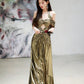 DOLLY Luxury Retro Gold Sleeveless Halter High Waist Long Slit Dress-Goldie