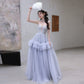 DOLLY Elegant Fog Blue strapless Bandeau High Waist Tutu wedding Dress- vero