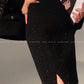 Black night wool two-piece coat jacket skirt - Utopia moonlit
