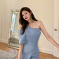 DOLLY Elegant Slant Collar One Shoulder High Waist Business Dinner Dress-BABE