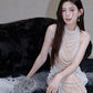 DOLLY High End Off White Halter Neck Pearl Handmade wedding bridal Dress-Kiki