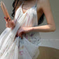 Aconiconi Elegant Halter V-Neck Sleeveless Loose Long Resort Goddess vacation Dress- Fengxin Orchid