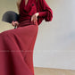 Aconiconi Elegant Wine Red Retro High Waist Long Maxi Skirt- Freud's love poems