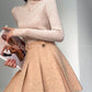 Aconiconi Girl Full wool French long sleeve Blazer pleated skirt - Maillard