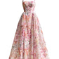 Aconiconi Elegant French Sleeveless Vintage Halter floral print Dress- Flowering Hibiscus