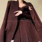 Aconiconi Girl Full wool French long sleeve Blazer pleated skirt - Maillard