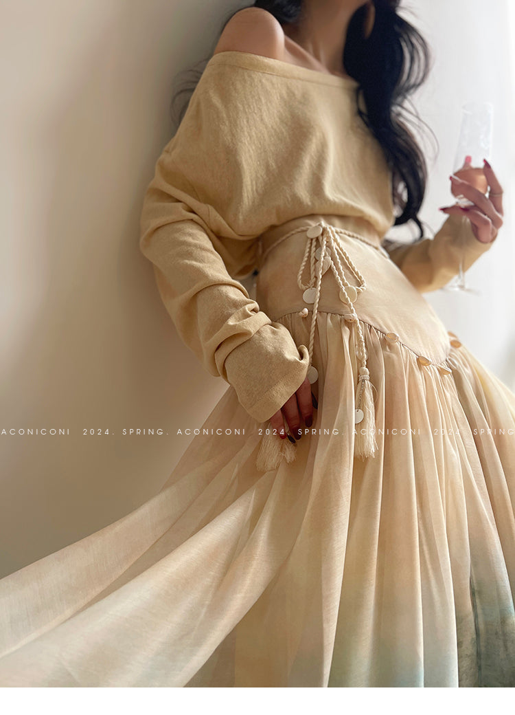 Aconiconi| Louvre Picture Reflection printed halter neck maxi skirt va ORUMATORU Aconiconi| Louvre Picture Reflection printed halter neck maxi skirt va ORUMATORU