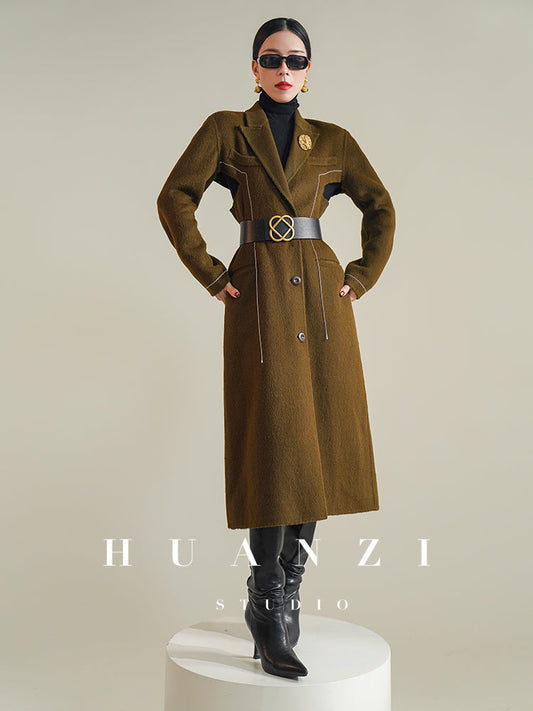 Huanzi high-end waist sheep wool double-sided autumn winter coat - fiee