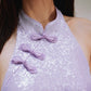 DOLLY Purple Chinese Style Hater Neck Button Sequin Long Wedding Guest Dress-Mama