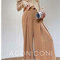 Aconiconi Eleant White Waist Loose Long Straight Suit Dinner Pants- Cloud Steps