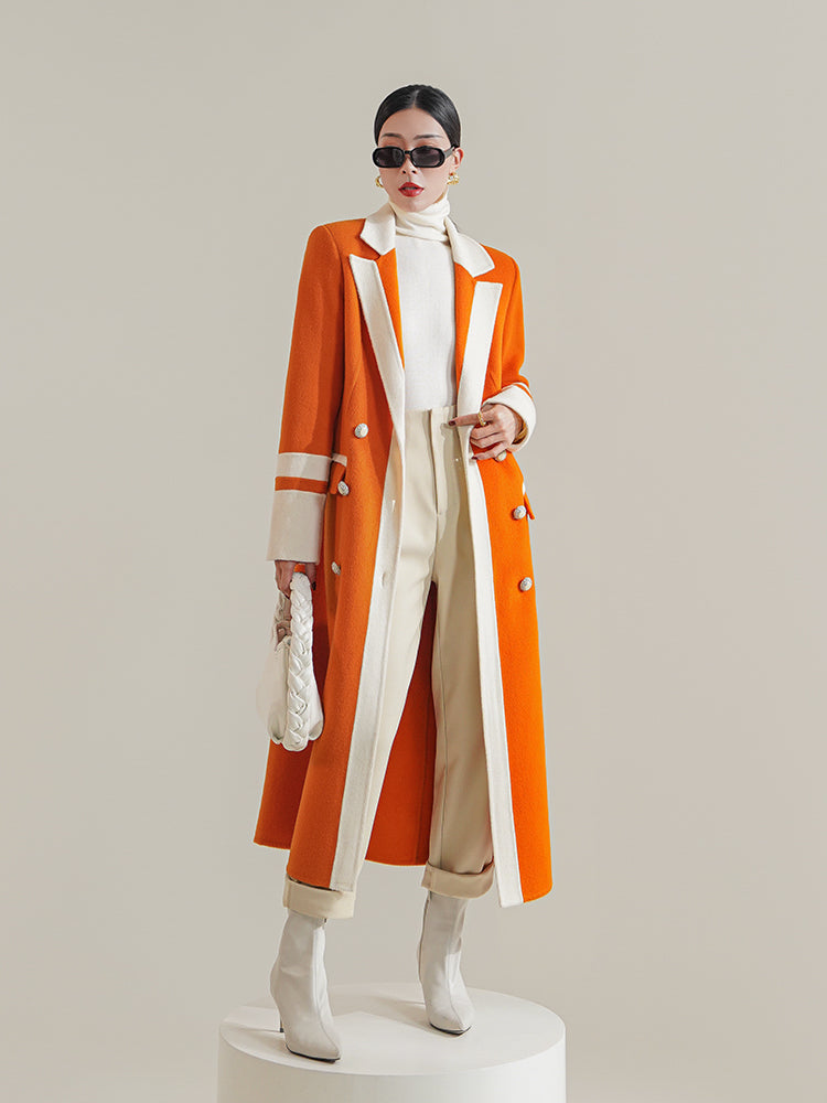 Huanzi custom high-grade orange double-sided cashmere wool autumn winter coat - Cirre