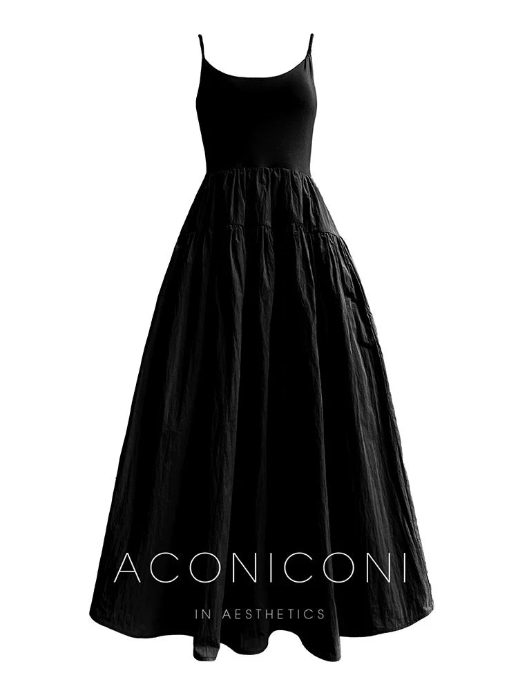 Aconiconi Elegant Black French Sleeveless High Waist Tutu Dinner Dress- Baileys