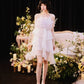 DOLLY Luxury White Feather Tube Top Flower French Style Dress-Hola