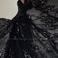 Aconiconi Luxury Black/Beige Long Sleeve Long bridal Sequin Dress- Moonlight Celebrity