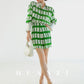 Huanzi jacquard plaid brushed green high waist short shirt - Guk