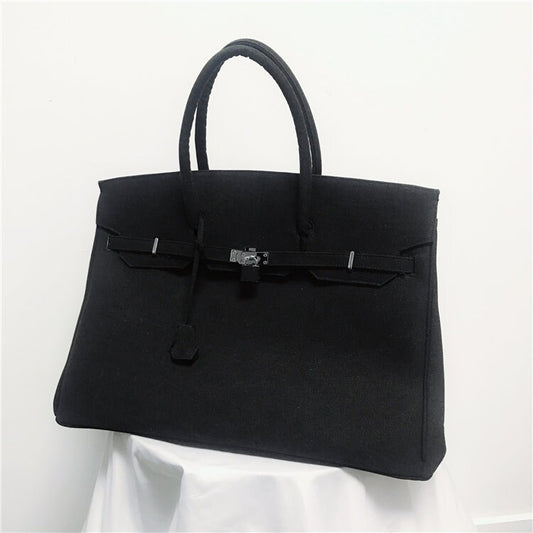 Retro birkin inspired canvas weekender overnight weekend travel bag fashion high street travel handbag