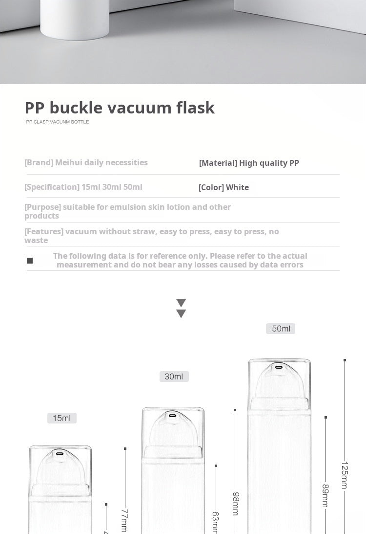 DONE 15/30/50ml PP slanted mouth buckle vacuum bottle lotion cosmetic packaging sub-package lotion bottle