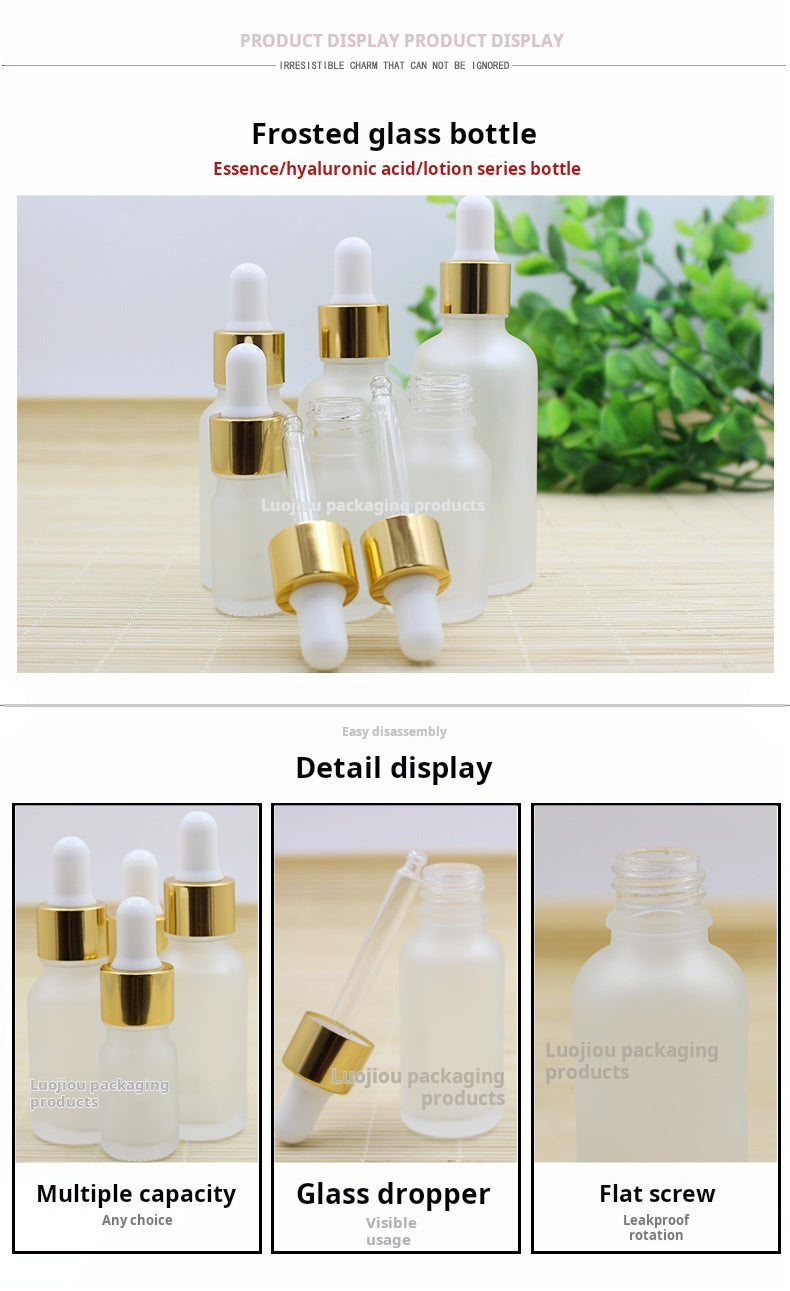 DONE New transparent frosted essential oil bottle sub-bottling gold ring rubber head dropper deployment glass bottle dilution essence bottle