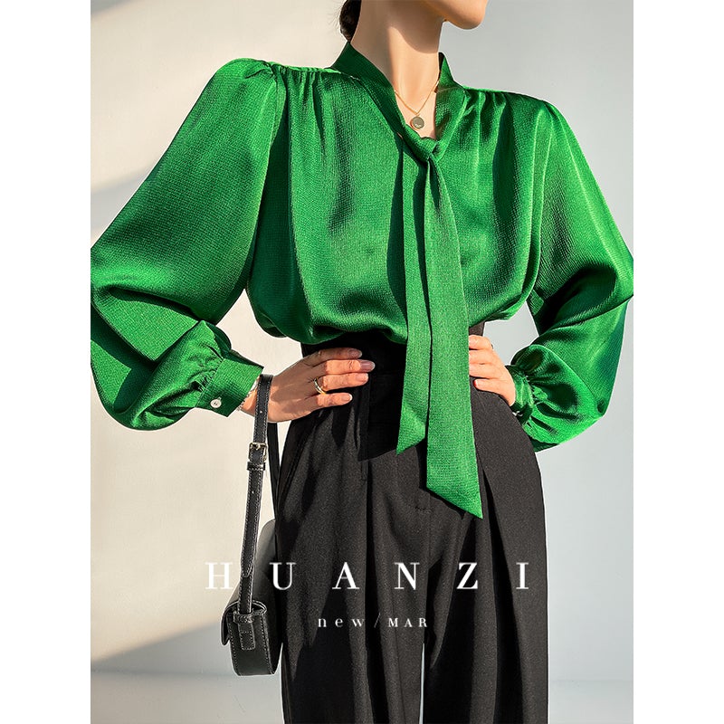 Satin blouse puff online sleeve