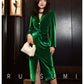 New retro light luxury design sense velvet simple self-cultivation feminine long-sleeved dress- Filia