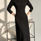 Huanzi new  elegant classic black high turtle neck dress - Kios