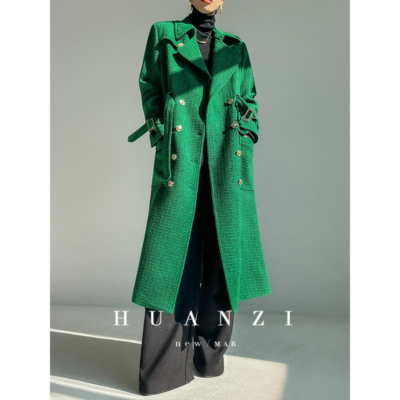 Autumn Fall winter light luxury high-end wool tweed plaid coat jacket - Kuli