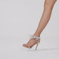 Fringed rhinestone stiletto high heels sandals - Amina