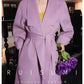 Super purple wool over-the-knee long coat with loose fully wool double-sided cashmere coat- Alias