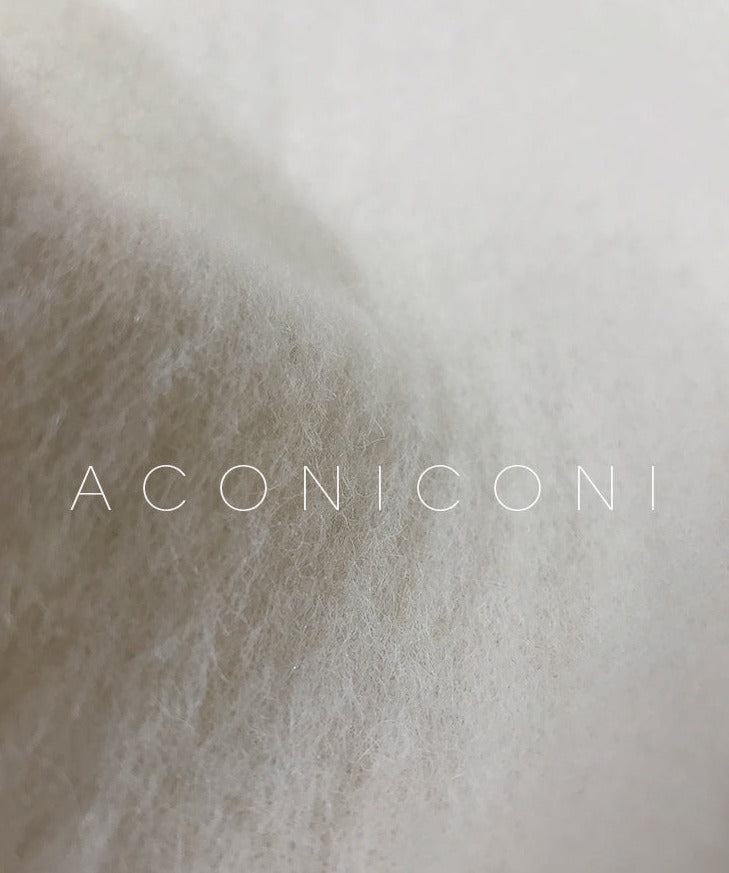 Aconiconi | Double-sided Feminine White Mid-Length wool Coat - Fuji