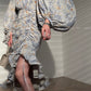 Aconiconi｜high-end French tea floral printed elegant lantern sleeve midi dress - Nila