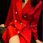 light luxury satin suit retro straight loose red blazer dress suit jacket - TII