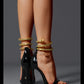 Open-toe high-heel metal snake buckle stiletto sandals - Kao white