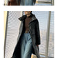 PU Leather long plus down jacket coat - Kabara