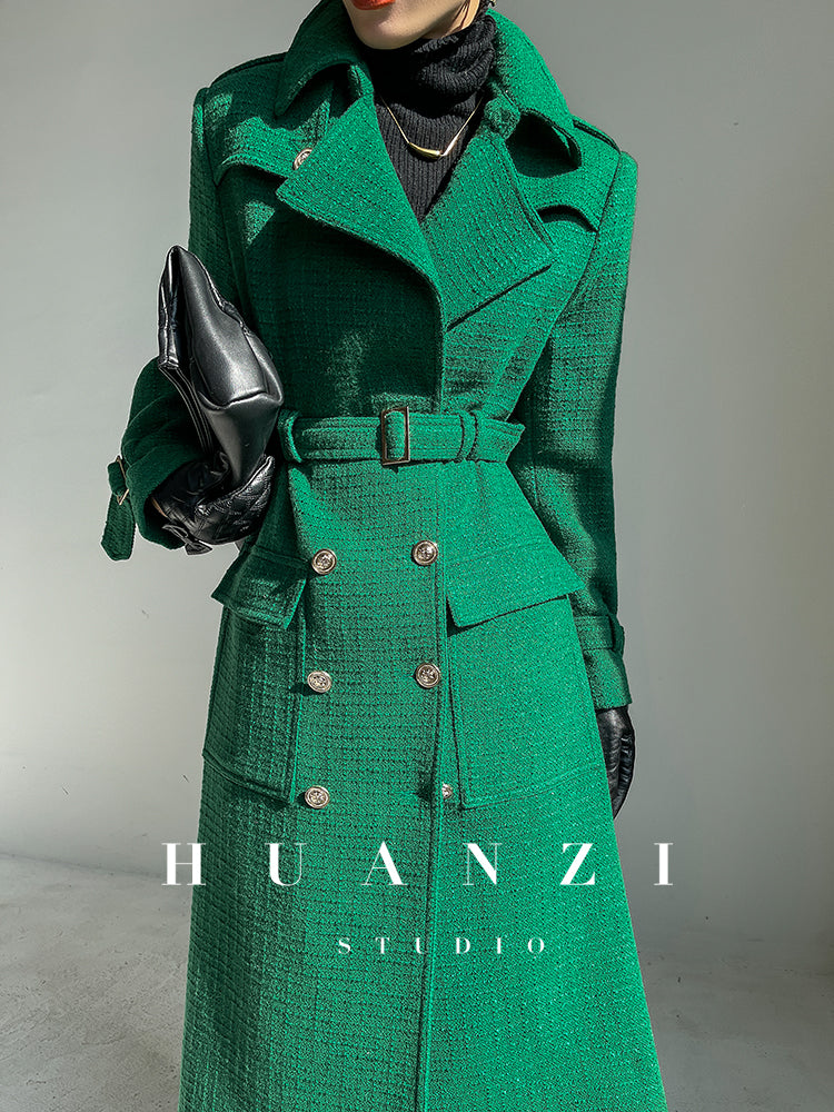 Autumn Fall winter light luxury high-end wool tweed plaid coat jacket - Kuli