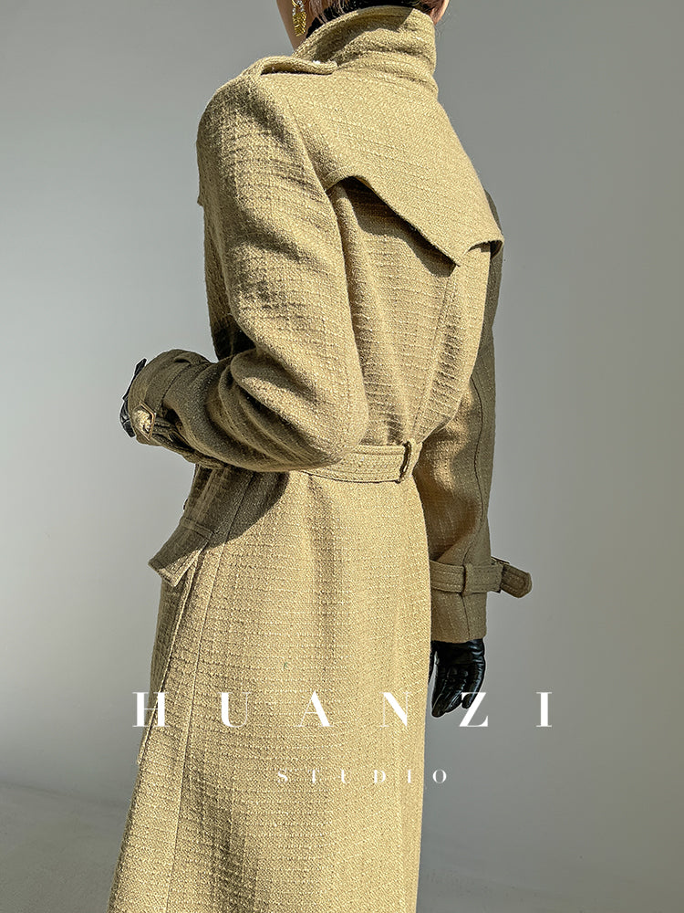 Autumn Fall winter light luxury high-end wool tweed plaid coat jacket - Kuli