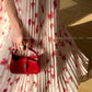 Aconiconi｜Flower heavy pleated French romantic vacation style loose sling midi dress - chimes