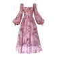 Aconiconi| French dress printed fairy long  sleeves dress -Begonia Never Sleeps