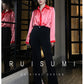 High-quality watermelon red color-block double sleeves pleated satin shirt top - Traue
